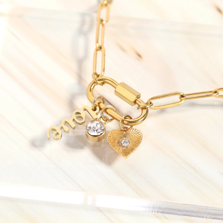 Love Charm Paperclip Necklace